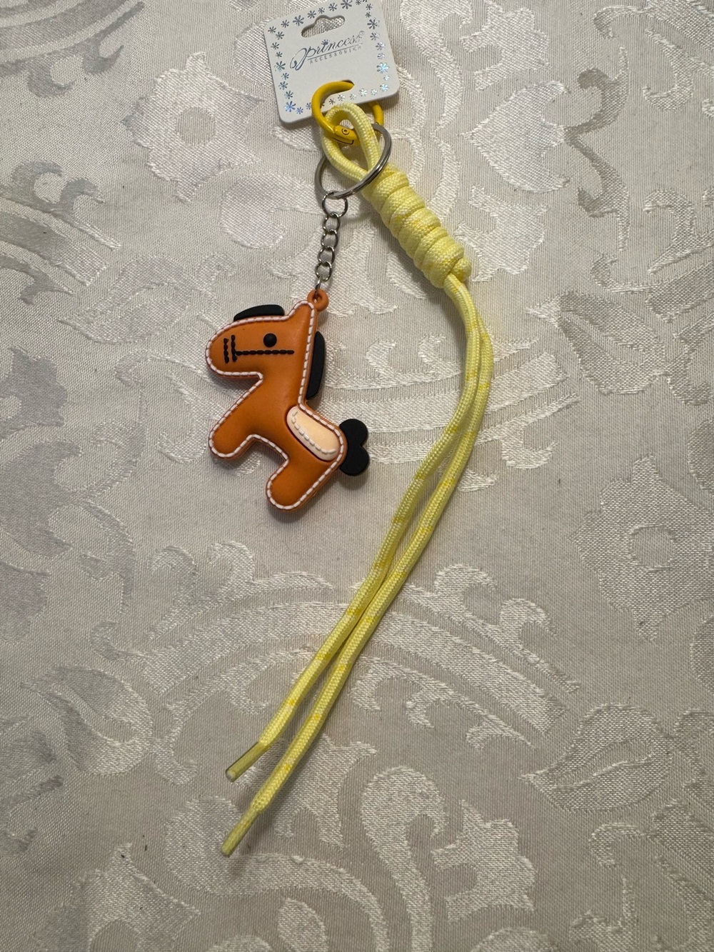 New Princess Accessories Yellow/Orange Silicone Horse Shoelace Keychain